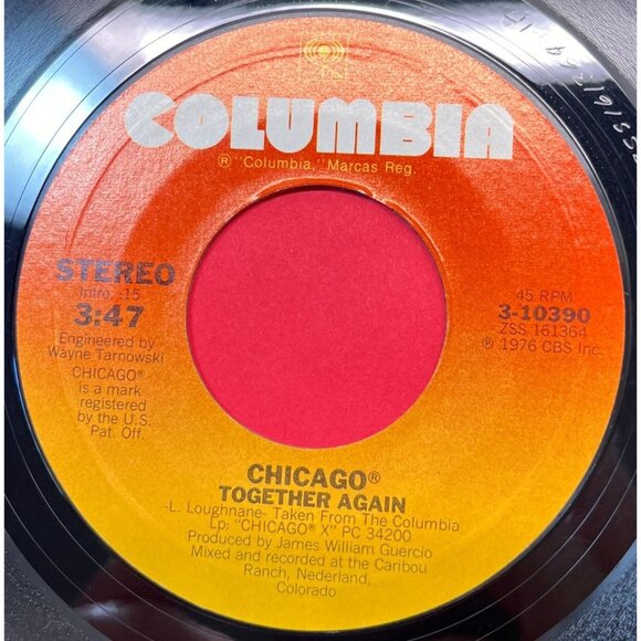 Chicago If You Leave Me Now / Together Again 45 Rock 1976 Columbia 10390 VG+ - Picture 2 of 6